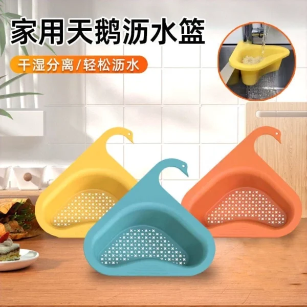 24e40961ee7f05488faafc163ce94c2f.webp Triangle Sink Drain Basket Strainer Filter Fruits Food Leftovers Hanging Drainer