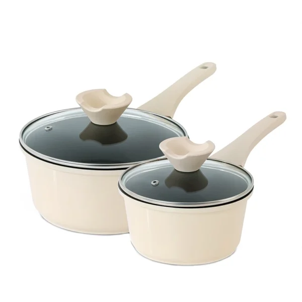 Japanese Style Non Stick Coating Milk Pan With Wooden Handle Sauce Pot