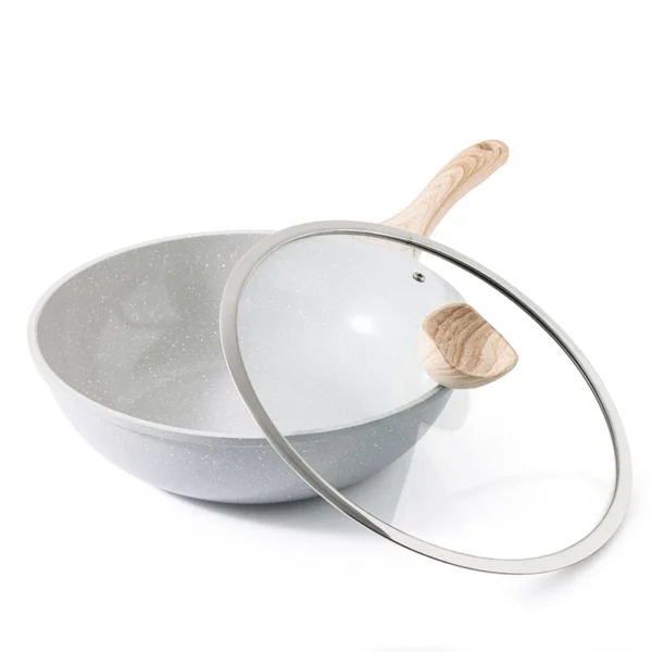 Nonstick Ceramic Large Capacity Wok No PFAS  PTFE  PFOA Suitable for All Stoves
