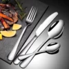 304 stainless steel tableware  fork  spoon  knife  knife spoon and fork set Dessert Spoon  Knife and Spoon  Knife and Fork  Spoon  Knife and Spoon Set  4 piece set of silver stainl