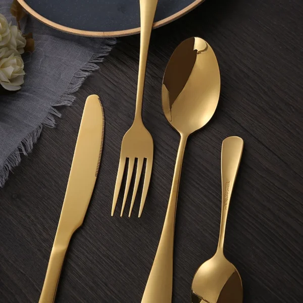 304 stainless steel tableware  fork  spoon  knife  knife spoon and fork set Dessert Spoon  Knife and Spoon  Knife and Fork  Spoon  Knife and Spoon Set  4 piece set of silver stainl