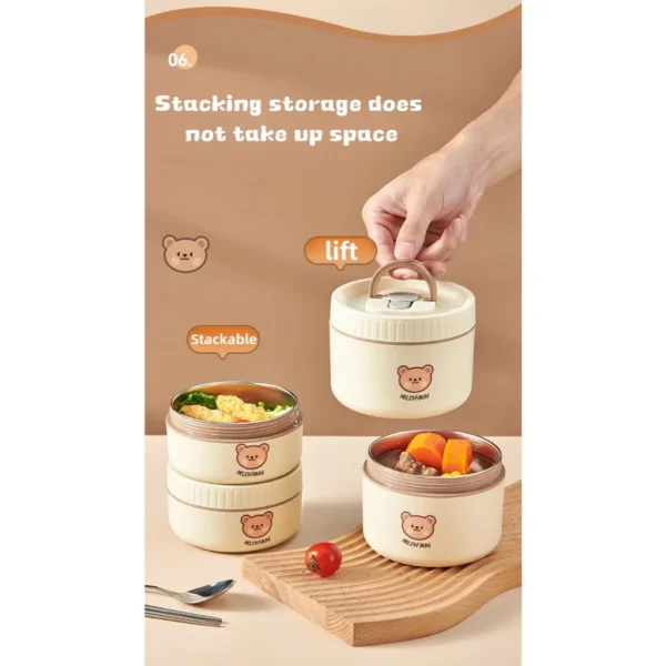 316 stainless steel ulated lunch box microwave heating double layer lunch box student office worker circular
