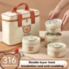 316 stainless steel ulated lunch box microwave heating double layer lunch box student office worker circular