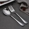 stainless steel tableware  fork  spoon  knife  knife spoon and fork set Dessert Spoon  Knife and Spoon  Knife and Fork  Spoon  Knife and Spoon Set  4 piece set of silver stainl