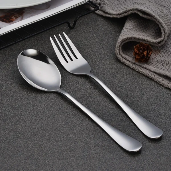 stainless steel tableware  fork  spoon  knife  knife spoon and fork set Dessert Spoon  Knife and Spoon  Knife and Fork  Spoon  Knife and Spoon Set  4 piece set of silver stainl