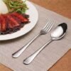 stainless steel tableware  fork  spoon  knife  knife spoon and fork set Dessert Spoon  Knife and Spoon  Knife and Fork  Spoon  Knife and Spoon Set  4 piece set of silver stainl