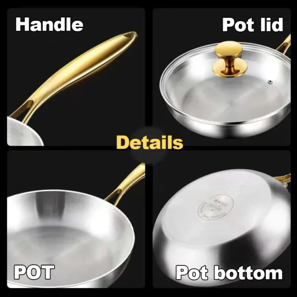 304 Stainless Steel Non Stick Frying Pan  For Gas Stove And Induction Cooker