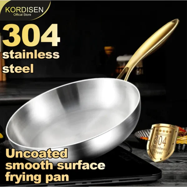 304 Stainless Steel Non Stick Frying Pan  For Gas Stove And Induction Cooker