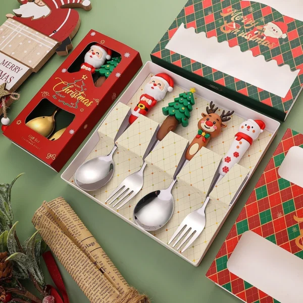 Christmas tableware  creative Christmas tree  reindeer spoon  Christmas stainless steel high value tableware  stainless steel spoon fork  Christmas tableware set