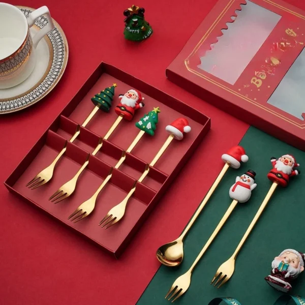 Christmas tableware  creative Christmas tree  reindeer spoon  Christmas stainless steel high value tableware  stainless steel spoon fork  Christmas tableware set