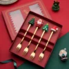 Christmas tableware  creative Christmas tree  reindeer spoon  Christmas stainless steel high value tableware  stainless steel spoon fork  Christmas tableware set