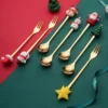 Christmas tableware  creative Christmas tree  reindeer spoon  Christmas stainless steel high value tableware  stainless steel spoon fork  Christmas tableware set