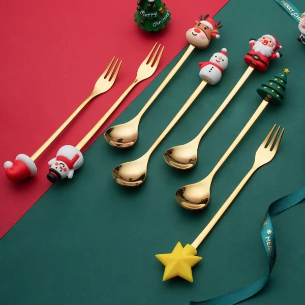 Christmas tableware  creative Christmas tree  reindeer spoon  Christmas stainless steel high value tableware  stainless steel spoon fork  Christmas tableware set