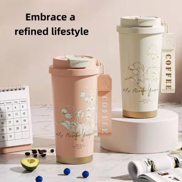 ulated cup with 316 stainless steel inner liner  coffee cup  ulated cup for girls with high appearance   straw water cup