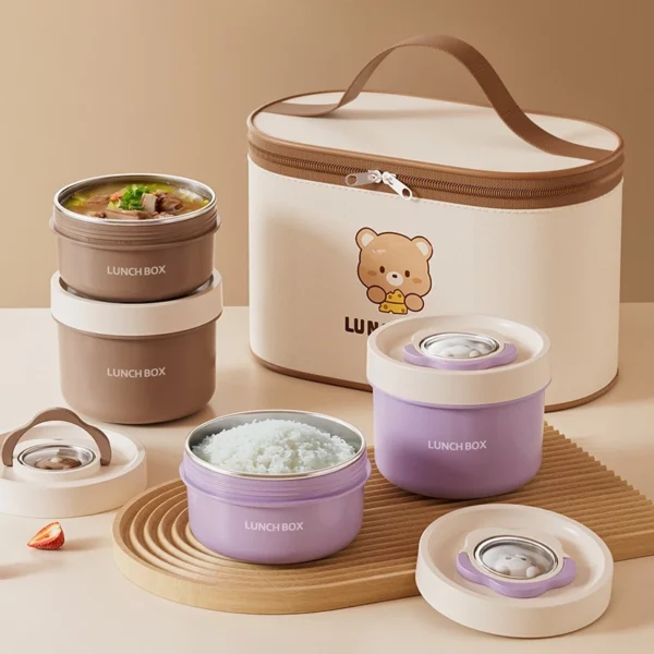 316 stainless steel ulated lunch box microwave heating double layer lunch box student office worker circular