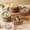 316 stainless steel ulated lunch box microwave heating double layer lunch box student office worker circular
