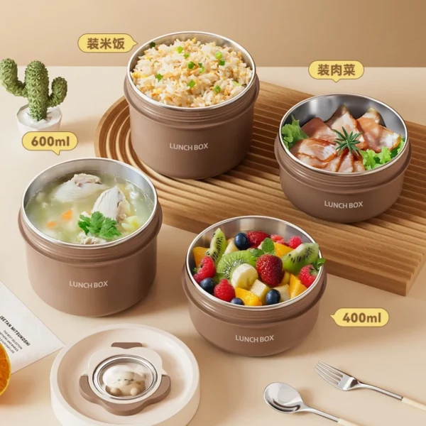 316 stainless steel ulated lunch box microwave heating double layer lunch box student office worker circular