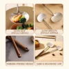Walnut Long Handled Mushroom Shaped Stir Fry Spoon Kitchen Mushroom Shovel 304 Stainless Steel Material Does Not Scratch Kitchen Utensils