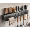 Carbon steel knife holder  non perforated wall mounted  chopstick barrel  multifunctional tool storage rack  kitchen non perforated storage rack  hanging rack