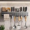 Carbon steel knife holder  non perforated wall mounted  chopstick barrel  multifunctional tool storage rack  kitchen non perforated storage rack  hanging rack