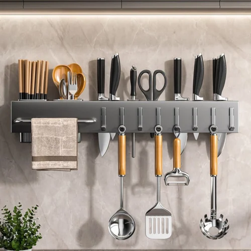 cn-11134207-820l4-mitjzrsxnp4yfa.webp Carbon steel knife holder non perforated wall mounted chopstick barrel multifunctional tool storage rack kitchen non perforated storage rack hanging rack