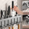 Carbon steel knife holder  non perforated wall mounted  chopstick barrel  multifunctional tool storage rack  kitchen non perforated storage rack  hanging rack