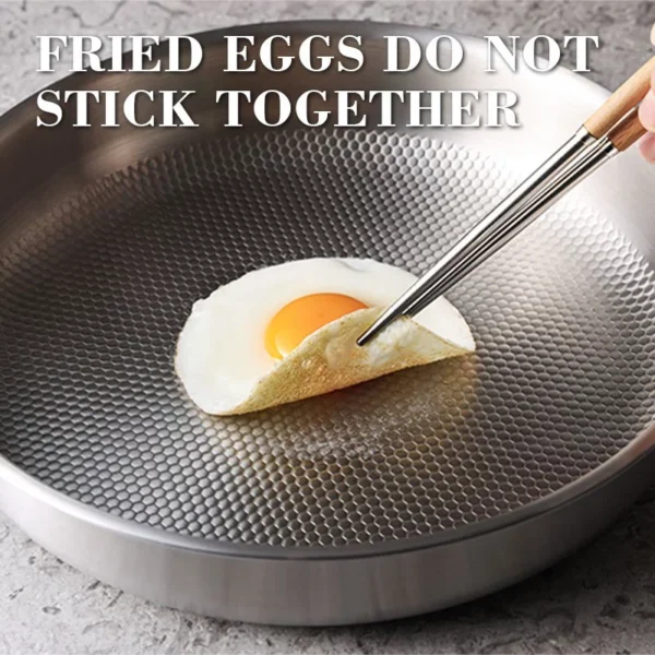 304 Stainless Steel Non Stick Honeycomb Fry Pan Sandwich Pan Wok Pan For Gas Stove Top And Induction Cooker Kitchen Utensils For Kitchen Restaurant