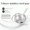 KORDISEN 5 layer steel 304 stainless steel uncoated frying pan  mother and baby food grade non stick pan  uncoated non stick frying pan