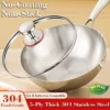 KORDISEN 5 layer steel 304 stainless steel uncoated frying pan  mother and baby food grade non stick pan  uncoated non stick frying pan