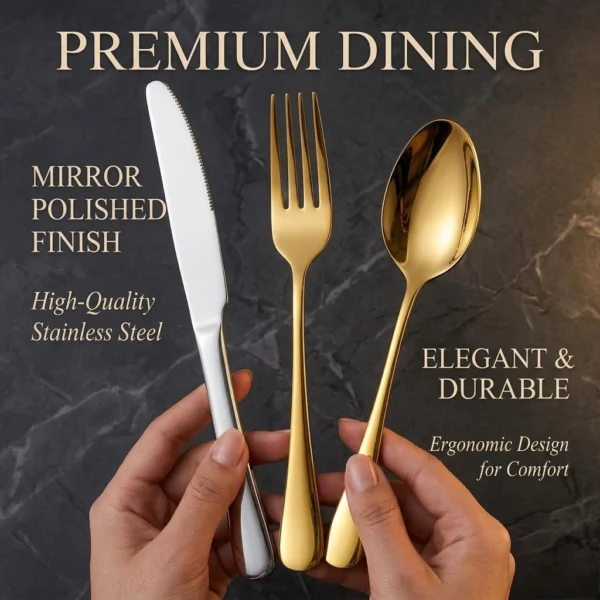 stainless steel tableware  fork  spoon  knife  knife spoon and fork set Dessert Spoon  Knife and Spoon  Knife and Fork  Spoon  Knife and Spoon Set  4 piece set of silver stainl