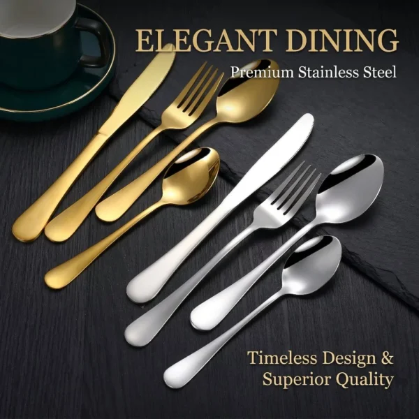 stainless steel tableware  fork  spoon  knife  knife spoon and fork set Dessert Spoon  Knife and Spoon  Knife and Fork  Spoon  Knife and Spoon Set  4 piece set of silver stainl