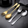 stainless steel tableware  fork  spoon  knife  knife spoon and fork set Dessert Spoon  Knife and Spoon  Knife and Fork  Spoon  Knife and Spoon Set  4 piece set of silver stainl