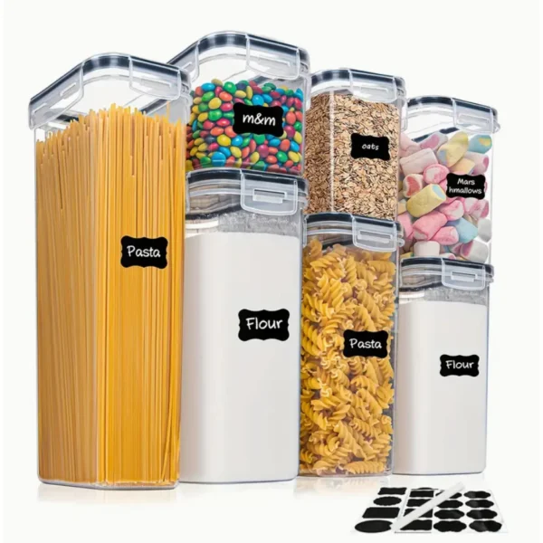 TopMart Basic 7 Pcs Food Container Set with lids  Airtight  Bpa Free  Stackable