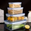 BlueBox Basic 4 Pcs Square Food Storage Containers with Flip Top Lids  Food Contain