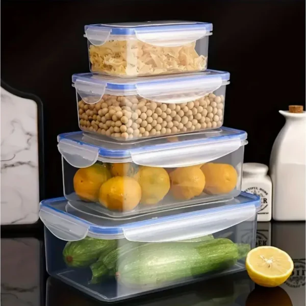 BlueBox Basic 4 Pcs Square Food Storage Containers with Flip Top Lids  Food Contain