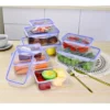 BlueBox Basic 4 Pcs Square Food Storage Containers with Flip Top Lids  Food Contain
