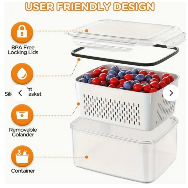 DoubleDeck   5Pcs Set Food Storage Containers with Removable Drain Basket
