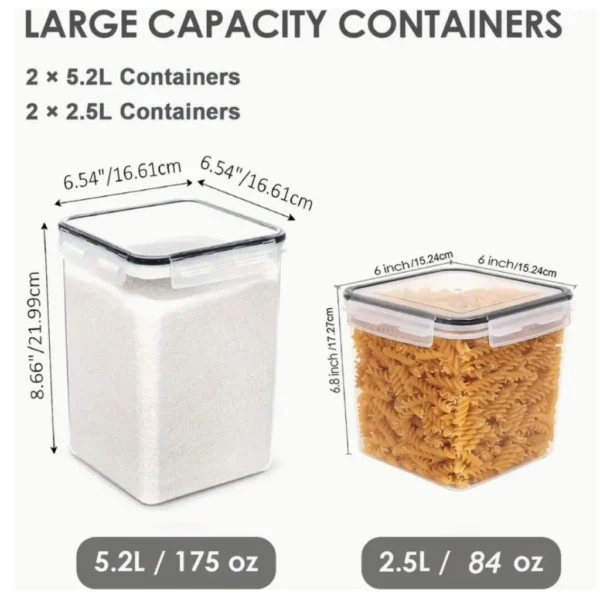 TopMart Extra 4PCS Set   5 2L 2 5L    Airtight Food Storage Containers