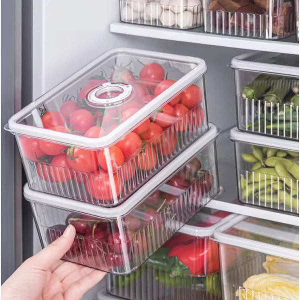 Fridge Organizers Date Record Timer Box  Set of 3 Stackable Fresh Food Storage Containers