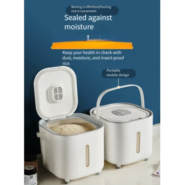 Rice Box HandHeld Sqaure Rice Storage Container  Kitchen Organization Food Grain Storage Box