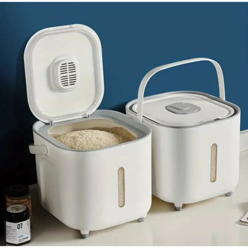 my-11134207-7rasf-m3z8dpantzw9c0.webp Rice Box HandHeld Sqaure Rice Storage Container Kitchen Organization Food Grain Storage Box