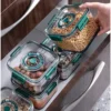 Fridge Storage 1 SET 3 PCS Transparent Square Fridge Storage Container Set Food Storage Container