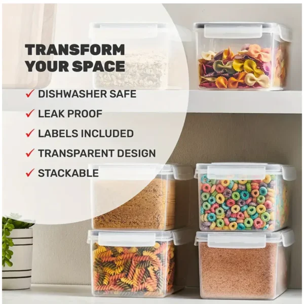 TopMart Rectangle  3 2L Dry Food Airtight storage Containers  Bread Box Multipurpose BPA Free