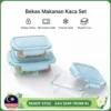 Borosilicate Glass Lunch Box Set 410 650 1040ml   Airtight Leakproof   Microwave   Freezer Safe Bekas Makanan Kaca