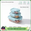 3PCS  Glass Lunch Box Microwave Heat Resistant Food Container Bekas Makanan Kaca Set Bento Box       410ml 650ml 960ml