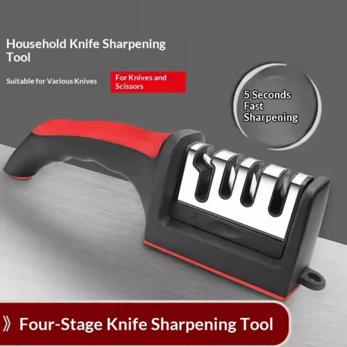 Four stage household knife sharpener  knife and scissors dual use kitchen quick knife sharpener