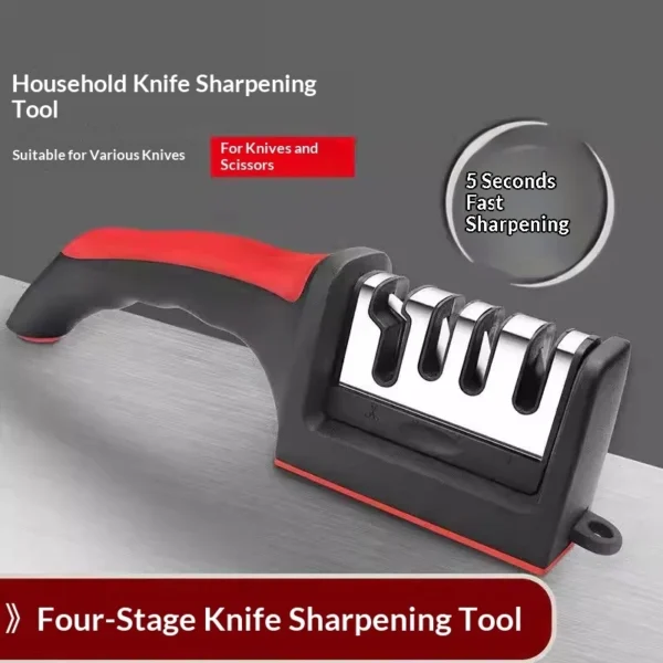 Four stage household knife sharpener  knife and scissors dual use kitchen quick knife sharpener