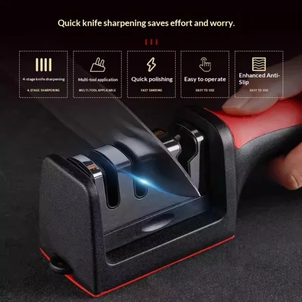 Four stage household knife sharpener  knife and scissors dual use kitchen quick knife sharpener