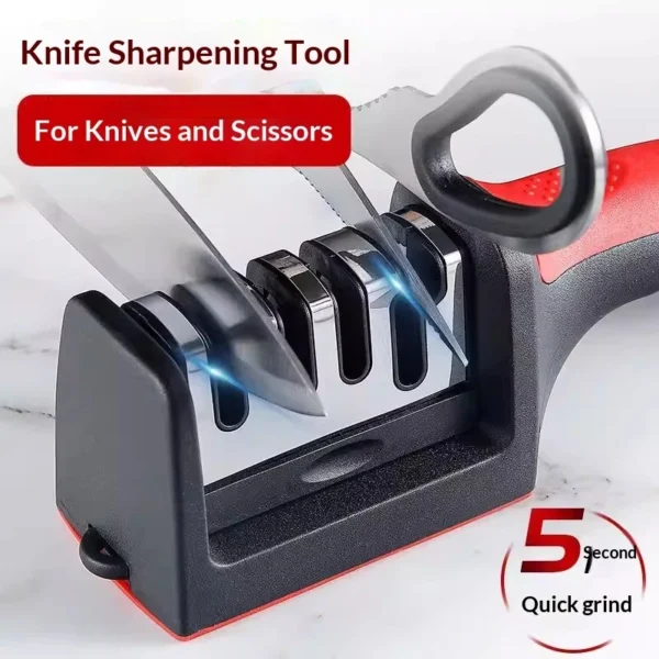 Four stage household knife sharpener  knife and scissors dual use kitchen quick knife sharpener