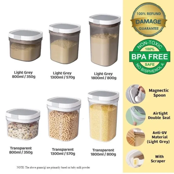 AS Bekas Susu Baby Kedap Udara Milk Powder Container Bayi Food Storage BPA Free  Airtight   Magnetic Spoon